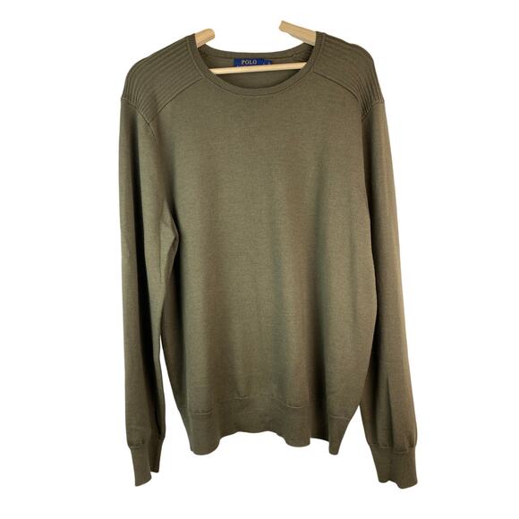 Polo Ralph Lauren Men's Size L Olive Green 100% Extrafine Merino Wool Sweater - Picture 1 of 5
